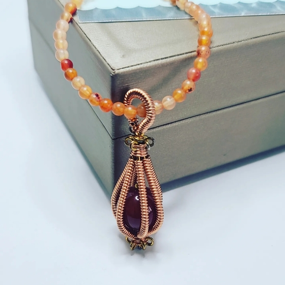 Carnelian Necklace with red agate pendant - Picture 4 of 4